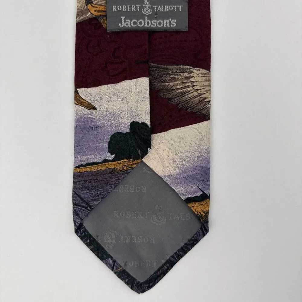 Vintage Robert Talbott Jacobson’s Duck Mallard Silk Necktie Hand Sewn USA made